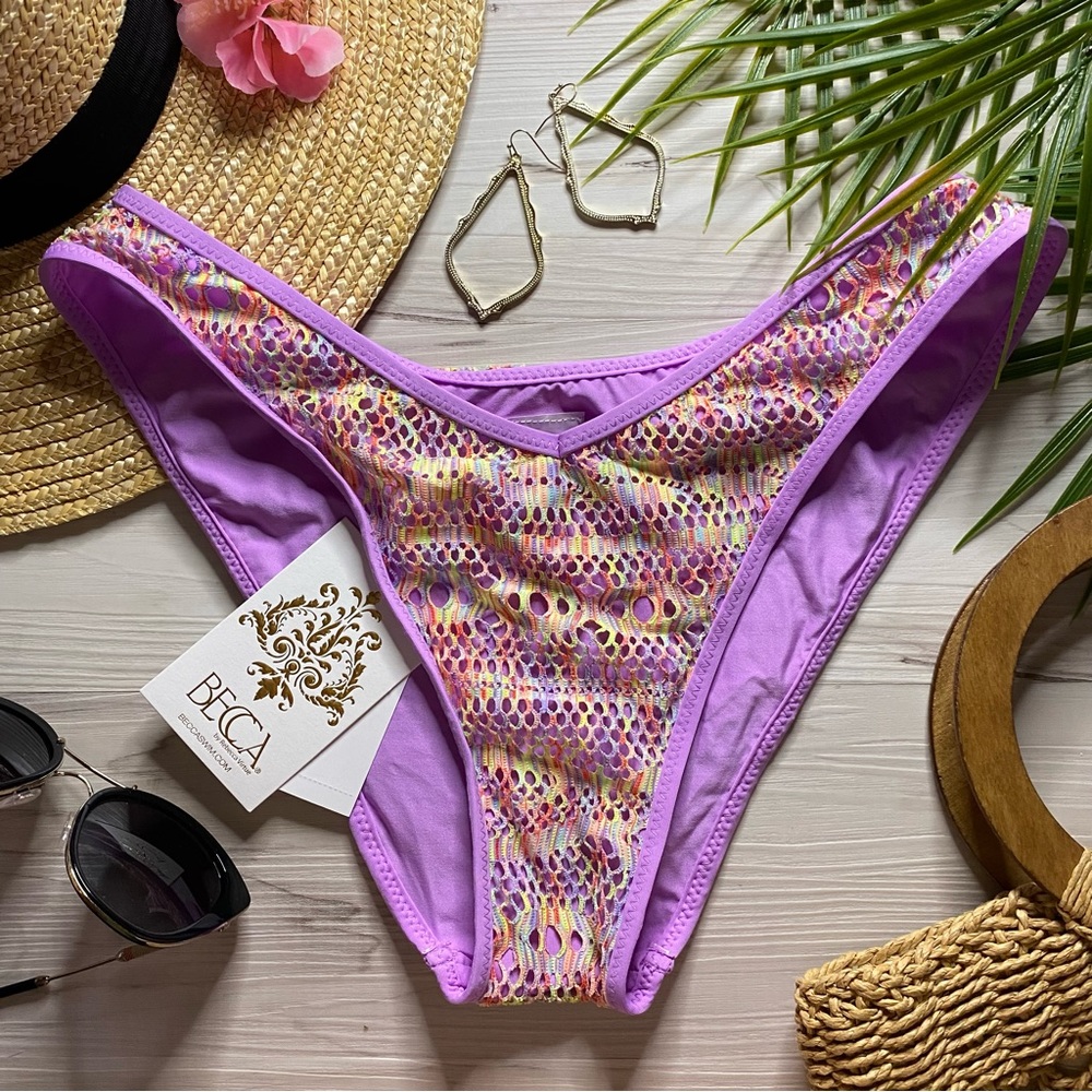 BECCA 💜 Fishnet Holed Tie Dye Lavender Cheeky Bottoms